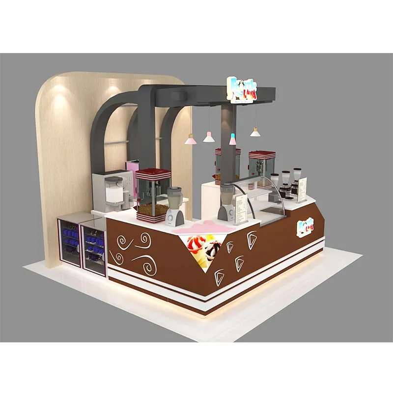 공장 맞춤형 실내 쇼핑몰 커피 숍 키오스크 아이스크림 나무 키오스크 디자인 사랑스러운 아이스크림 가게 카운터 디자인