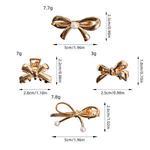 KUACHI venta al por mayor elegante lazo pinza de pelo de alta calidad oro arco perla Metal pinzas de pelo personalizado mujeres pinzas de pelo con logotipo - Product Image 2
