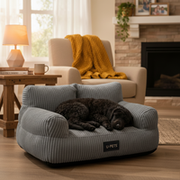 Lit pour animaux de compagnie en velours côtelé de qualité supérieure personnalisé avec rembourrage en coton PP et logo et emballage personnalisés