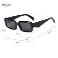 Lunettes de soleil unisexes de luxe, design classique, montures rectangulaires noires, petites, verres PC anti-UV et anti-radiation