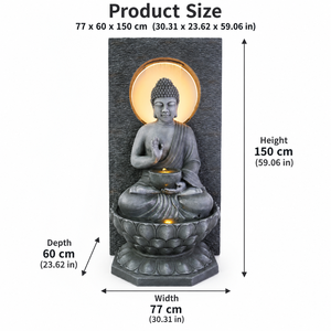 Fontaine d'eau de <span class=keywords><strong>jardin</strong></span> extérieure en résine avec halo de <span class=keywords><strong>Bouddha</strong></span>, mur d'eau avec anneau LED de 50 cm et cascade <span class=keywords><strong>pour</strong></span> patio et cour - Product Image 5