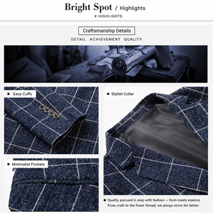 Nouvelle <span class=keywords><strong>Veste</strong></span> de Costume Décontractée à <span class=keywords><strong>Carreaux</strong></span> à Manches Longues pour <span class=keywords><strong>Homme</strong></span> – <span class=keywords><strong>Blazer</strong></span> Tendance en Promotion - Product Image 3