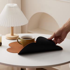 Nordic Style Leather Placemat Cloud Shape Oil Proof Heat Insulating Waterproof <b>Coaster</b> Minimalist <b>Table</b> Mat For Coffee Tea - Product Image 2