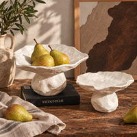 Ensemble de bols à fruits en céramique crème, bols décoratifs en forme de pétales sculpturaux pour la décoration moderne de la maison