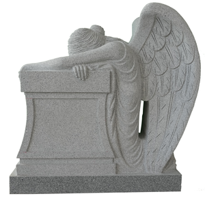 Traditional Kneeling Angel <b>Memorial</b> Statue Great Grey (G614) Granite 36 Inches Tall for Outdoor Use - Product Image 2