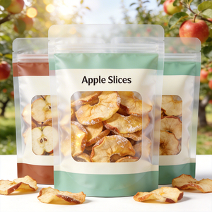 Sachet alimentaire personnalisable à fenêtre, autoportant, refermable, en aluminium, pour bonbons, pommes, mangues et fruits secs - Product Image 1