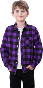 Polo à manches longues à carreaux violets à la mode pour hommes 50% polyester 50% coton Design solide poche poitrine tendance beau garçon - Product Image 2