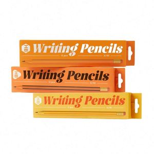 Wood-free 12- Piece Paper Basswood English Packing Box HB Strip Pencil Set for Student or Business Writing - Product Image 6