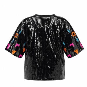 Oversize Black <strong>Sequin</strong> <strong>Crop</strong> <strong>top</strong> for San Antonio Women - Product Image 2