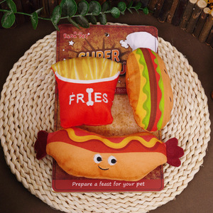 Juguete Masticable para Perros con Forma de Comida: Hamburguesa, Ensaladera Mexicana, Perrito Caliente, con Sonido, para Mascotas Pequeñas - Product Image 2