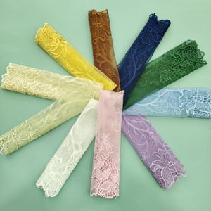 Nuevo Encaje Elástico con Adornos, Encaje Bordado con Diseños Florales, Encaje de Tela <span class=keywords><strong>Rosa</strong></span> para Decoración de Vestidos de Noche - Product Image 6