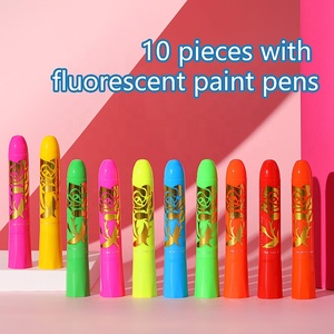 Juego de bolígrafos de pintura fluorescente de 6 colores al por mayor, pintura facial UV de neón que brilla en la oscuridad con purpurina para Halloween, arte corporal para niños - Product Image 2