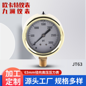 ผู้ผลิตจัดหาเกจวัดแรงดันแบบเรเดียลขนาด 63 มม. ทำจากทองแดงทั้งหมด บรรจุน้ำมัน ทนแรงกระแทก พร้อมเกจวัดแรงดันในตัว - Product Image 5
