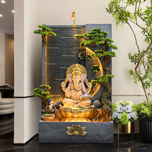 Fontaine murale d'eau avec sculpture Bouddha et cœurs, pour intérieur et extérieur, décoration de jardin, 110-230V, écologique - Product Image 5
