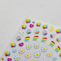 Nouvelle arrivée ongle autocollant auto-adhésif 5d gaufrage autocollant mignon macaron coeur étoile mini fleurs nail art décalcomanies