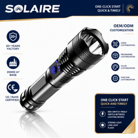 Lampe torche LED OEM rechargeable USB-C 18650 200M ABS, torche portative super lumineuse pour le camping, la pêche, les activités de plein air, logo personnalisé