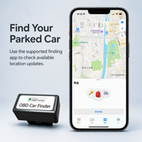 AP100 App Localisateur de Véhicule pour Voiture Stationnée avec Alimentation OBD 12V, Boîtier ABS 20g, Télécommande iOS, OEM