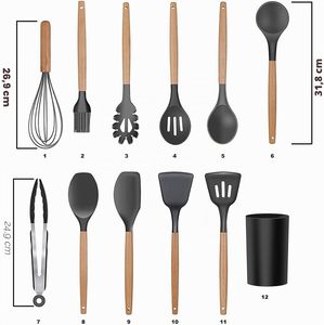 Ensemble d'ustensiles de cuisine en silicone résistants à la chaleur pour ustensiles de cuisson antiadhésifs - Product Image 2