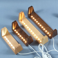 Özelleştirilmiş Mini LED u-şekilli fotoğraf Panel lambası sıcak beyaz dikdörtgen ahşap taban akrilik cam Modern ev anıt gece lambası