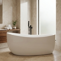 Baignoire autoportante ovale moderne en acrylique renforcé à 100 %, 1590x805x680mm, pour usage hôtelier, certifiée CUPC