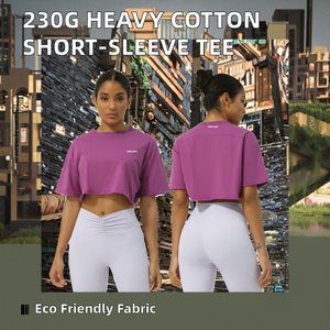 เสื้อยืดครอปแขนสามส่วน ผ้าโพลีเอสเตอร์/คอตตอน 120 กรัม คอรูปตัวยู ผ้าตาข่าย แต่งไฟ EL ด้านหน้าไหล่ สำหรับทุกเพศ - Product Image 2