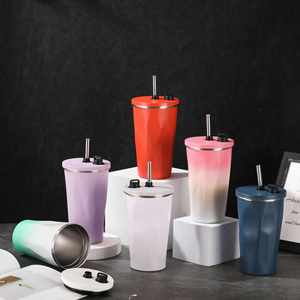 500Ml Multicolour Insulated Vacuum <b>Double</b> <b>Wall</b> Travel Coffee Mug With Lid and Straw - Product Image 2