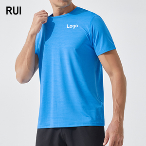 T-shirt de sport RUIQUWIN personnalisé pour homme, uni, à séchage rapide, anti-transpiration, respirant, coupe classique, manches courtes, idéal pour la gym et l'été - Product Image 1