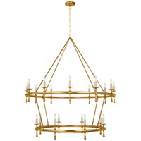XZ Precio al por mayor Diseño simple Minimalista Tela de cobre Tonos Contemporáneo Araña de dos niveles