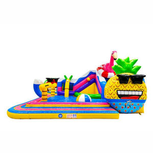 Надувная водная горка «Всё в одном» с бассейном и спортивными играми для коммерческого использования в стиле «Гавайский Фламинго» - Product Image 2