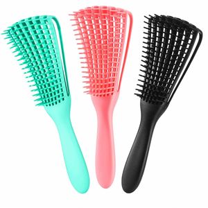 Cepillo Desenredante Profesional de Plástico Antiestático, Plegable, con Logotipo Personalizado, 8 Filas, 3a~4c, para Cabello Rizado - Product Image 1