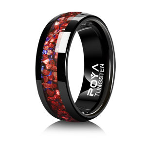 POYA 8mm タングステン ブラックメッキ コンフォートフィット チャンネルセッティング オパール象嵌入り メンズ＆レディース 結婚指輪/プロミスリング/パーティーリング - Product Image 2