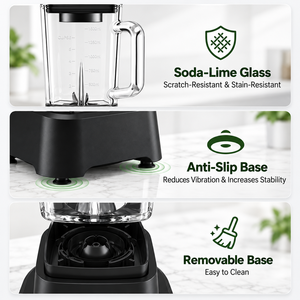Mixeur à glace professionnel multifonctionnel avec pot en verre de 1,6-2,0 L, contrôle variable à 4 vitesses, boîtier en acier inoxydable, pour l'extérieur - Product Image 3