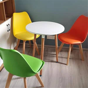 Pied en bois de hêtre, siège en plastique, <span class=keywords><strong>chaise</strong></span> à cadre en fer, meilleur prix - Product Image 6