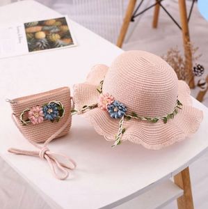 Sombrero de Paja para Niños, Estilo Bohemio con Flores, Lindo Sombrero de Playa para Niñas, Protección Solar y Bolsa para Niña - Product Image 5