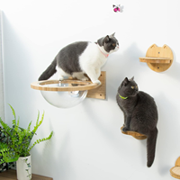 Étagères murales en bambou pour chat Hamac de lit écologique pour meubles d'escalade avec capsule transparente pour dormir et se reposer