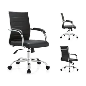 Оптовая продажа, дешевый современный компьютерный черный поворотный кожаный эргономичный офисный стул руководителя с колесиком