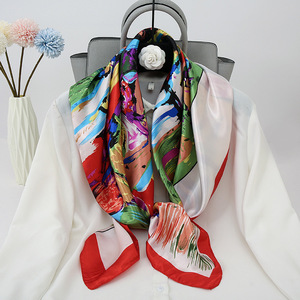 ドバイ最新ムスリムヴィンテージスカーフ90cm * 90CMスクエアシルクスカーフ - Product Image 5