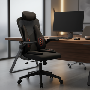 Silla de Oficina Ergonómica de Tela Negra, Altura Ajustable, Brazos Abatibles, Soporte Lumbar, Silla Ejecutiva Giratoria - Product Image 2