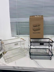 Organizador de encimera de 2 niveles con asas de madera, estante de almacenamiento, cesta de metal para frutas y verduras, soporte de almacenamiento para cocina - Product Image 6