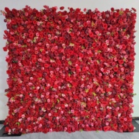Mur floral élégant blanc et vert pour cérémonies de mariage, toile de fond en tissu avec roses et gypsophile, décoration florale pour fête nuptiale