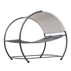 New Fashion Faltbare Outdoor Double Solid Color Sunbed Möbel Beach Sun Lounger Circle Luxus Sunbed mit Baldachin
