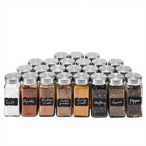 Premium Quality <b>Set</b> of 24 Glass <b>Spice</b> <b>Jars</b> with Stainless Steel Leak Proof Lids Kitchen Herb Seasoning Storage for Presents - Product Image 4