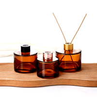 Bouteilles diffuseurs à roseaux en verre ambré avec bouchon 150ml 200ml 100ml 50ml – Flacons ronds pour parfums d'ambiance et huiles essentielles