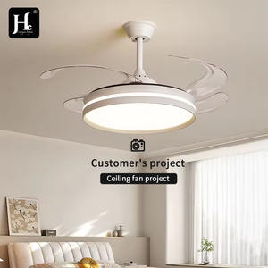 42 Inch <b>Smart</b> Invisible Blade Modern Retractable <b>Ceiling</b> <b>Fans</b> With Led Lights and Remote - Product Image 5