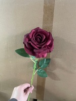 Offre Spéciale – Grande Rose Artificielle Faite Main en Soie de Haute Qualité, Couleur Bourgogne, pour Décoration de Mariage et Fêtes