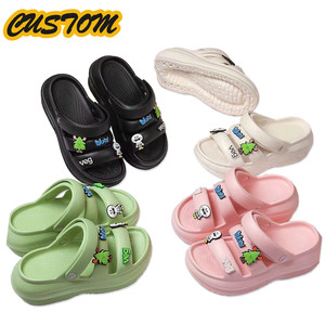 Sandalias de Plataforma con Suela de EVA Gruesa para Mujer, con Logotipo Personalizado, Color Rosa, con Adornos Decorativos Extraíbles para DIY - Product Image 1