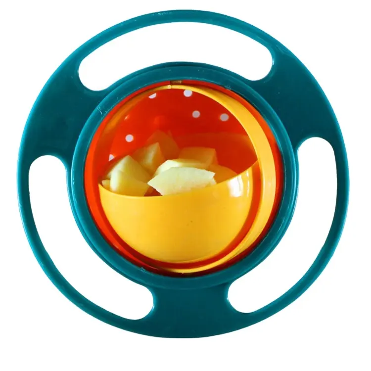 Hot Amazon Gyro Anti Spil Bowl ciotole antigoccia con coperchio alimentazione per alimenti per bambini 360 ruota ciotole per bilanciamento