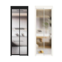 Porte coulissante pliante en verre moderne pour cuisine, salle de bain, toilettes, balcon avec verre trempé, verre cannelé