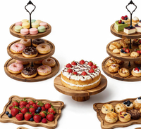 Plateaux à gâteaux multicouches en bois d'acacia avec logo personnalisé, table à desserts en bois pour fête