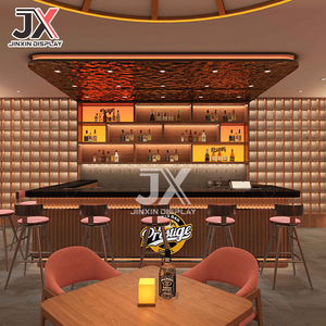 تصميم مخصص لطاولة بار مع خزانة عرض رخامية وكراسي، أثاث للنوادي الليلية والمقاهي والحانات، حل متكامل - Product Image 1